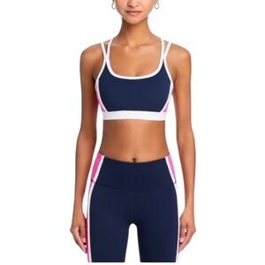 Aqua Toned Out Navy and Raspberry Pink Sports Bra and Leggings Set NWT Size L